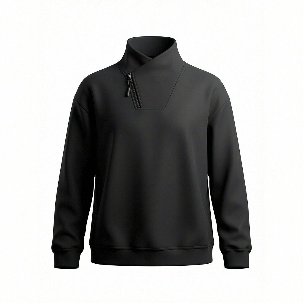 Japanese Style Oversized High Neck Zip-Up Unisex Sweatshirt - Trendy Casual Pullover For Men & Women_viptrois.com