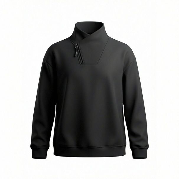Japanese Style Oversized High Neck Zip-Up Unisex Sweatshirt - Trendy Casual Pullover For Men & Women_viptrois.com