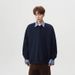 Chinese Streetwear Brand Patchwork Faux Two Piece Polo Collar Sweatshirt, Loose Oversized Design, Versatile Outerwear For Spring, Autumn And Winter._viptrois.com