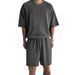 Men's Clothing New Summer Shorts Short Sleeved Men's Terry Casual Round Neck Sports Men's Two Piece Suit_viptrois.com