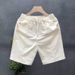 Men's Clothing Summer Stylish White Shorts For Men Trendy Thin Ice Silk Pants Men's Slim Straight Outer Wear Five Point Small Trousers_viptrois.com