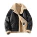 Men's Clothing Large Size Plus Velvet Thickened Fur Integrated Lapel Jacket Coat_viptrois.com