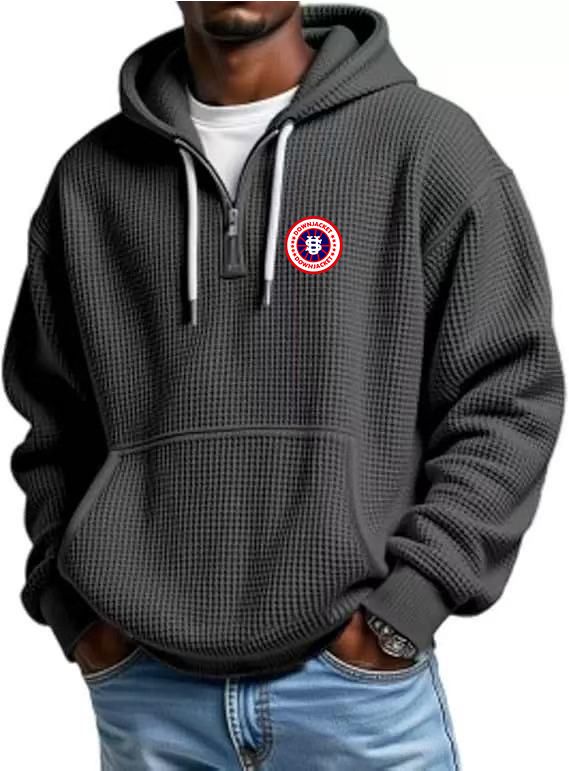 Men's Clothing European And American Heavyweight Trendy Waffle Hoodie With US Map Print, Loose Casual Menswear_viptrois.com