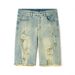 Men's Distressed Denim Shorts | Raw Hem Washed Blue 5-Inch Inseam Casual Shorts For Streetwear_viptrois.com
