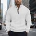 American Retro Casual Stand Up Collar Zipper Pullover Loose Knitted Heavy Stitching Autumn And Winter Long Sleeved Sweatshirt_viptrois.com