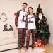 Christmas family home wear plaid fawn print round neck pajamas set_viptrois.com
