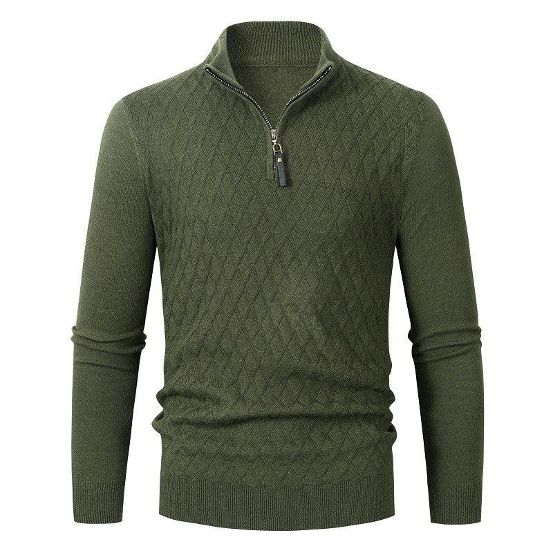 Men's Clothing Autumn And Winter New Men's Half High Collar Zipper Knitwear Long Sleeve Trend Solid Color Men's Pullover Sweater_viptrois.com
