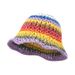 Ins Rainbow Straw Hat Summer Travel Sun Protection Bucket Hat Beach Large Brim Face Small Wool Fisherman Hat_viptrois.com