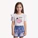 Mother & Kids INS Girls Fashion Denim & Banana Print Round Neck Short Sleeved T Shirt Set_viptrois.com