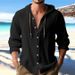 Cross-border 2025 New Spring/Summer Hooded T-shirt, Solid Color Cotton-Linen Men's Casual Long-Sleeve Top_viptrois.com