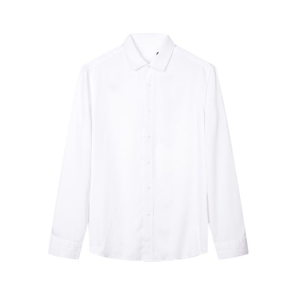 CT Brand Clothing Spring And Autumn Men's Pure White Point Collar Business Casual Jacquard Long Sleeve Shirt C3U11200_viptrois.com