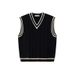 Men's Clothing College Style Neck Knitted Vest Men's Autumn And Winter American Retro Loose Sleeveless Sweater Vest Pullover Waistcoat Jacket_viptrois.com