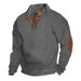 Men's Jacquard Knit Sweatshirt - Winter-Ready Polyester Crewneck With Stand Collar (6 Sizes, Subtle Geometric Pattern)_viptrois.com