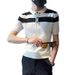 Men's Clothing Summer Trend Striped Polo Shirt Men's Brand Thin Lapel Short Sleeved T Shirt New Slim Business Casual Half Sleeve_viptrois.com