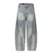 Tie-Dye Scimitar Curved Jeans Men's American Street Trendy Brand Loose Versatile Washed White Wide-Leg Long Pants_viptrois.com