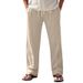 Men's Linen Wide Leg Pants Breathable Loose Sports Straight Casual Trousers American Style For Summer Autumn_viptrois.com