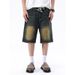 Men's Denim Shorts Style Summer Simple Straight Leg Loose Versatile Casual Washed Pants_viptrois.com