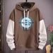 Streetwear Fake Two-Piece Hoodie – Oversized Drop Shoulder Design (Brown/Black/Apricot, Sizes M-5XL)_viptrois.com