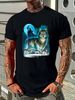 Wolf Moon Silhouette T-shirt Top For Everyday Wear Summer Comfortable Breathable Versatile Homme Soft Unisex Stylish Stretched Graphic Streetwear_viptrois.com