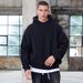 Men's Clothing Men's Oversized Fleece Hoodie With Drop Shoulder - Heavyweight Cotton Blend Pullover Sweatshirt For Streetwear Fashion_viptrois.com