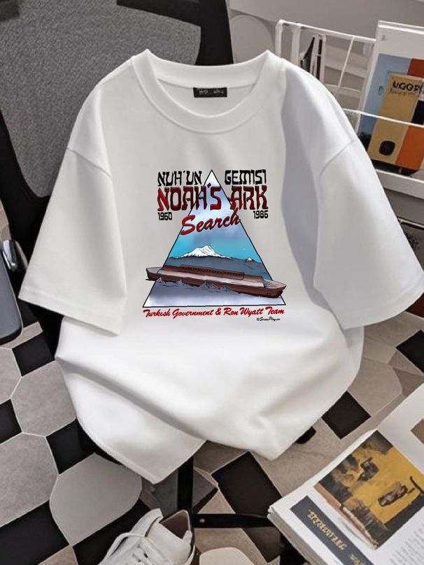 Vintage Noahs Ark T Shirt Adult Medium Beige Graphic Short Sleeve Mens Streetwear Soft Homme Designer Clothes Graphic Comfortable Fashion_viptrois.com