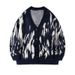 Men's Clothing Street Hip Hop Style Sweater For Men Autumn/Winter Streetwear Colorblock Knit Cardigan - Oversized Hip-Hop Open Front Sweater_viptrois.com