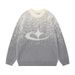 Men's Gradient Crewneck Sweater – American Streetwear Style, Loose Fit Pullover For Autumn & Winter (Black, Gray, S-XL)_viptrois.com