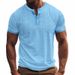 Men's T Shirts 2025 Summer New Men's Cotton And Linen Breathable Casual Henry Shirts Fashionable Short Sleeved Tops_viptrois.com