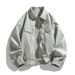 Men's Workwear Jacket – Oversized Denim-Like Polyester Coat With Notched Collar (Black/Grey/Khaki, M-8xl)_viptrois.com