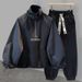 Men's Clothing Sleeve Casual Fashion Sweater Suit For Men With Embroidery Design, Half Turtleneck And Handsome Two Piece Suit_viptrois.com