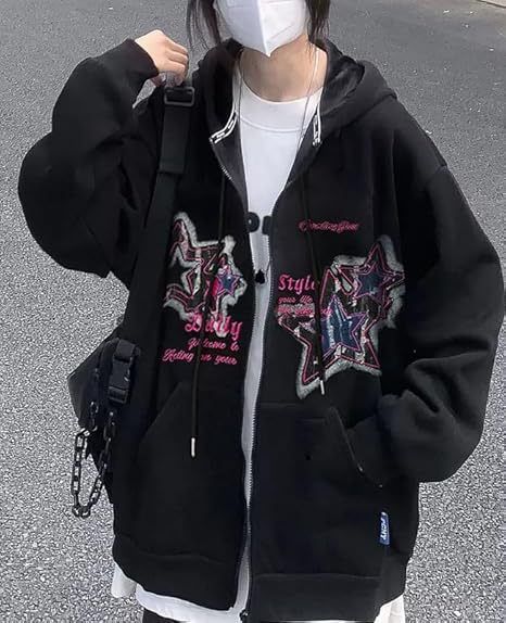 Men's Clothing Y2K Gothic Star Zip-Up Hoodie - Edgy Streetwear Jacket With Celestial Motifs Fashion Trends_viptrois.com