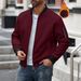 Men's Waffle Knit Zip-up Fleece Jacket With Stand Collar & Pockets – Winter Warm Thickened Pullover For Casual & Outdoor_viptrois.com
