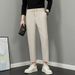 Men's Quick Drying Straight Leg Trousers Summer Casual Thin Ice Silk Cropped Dress Trousers for Spring And Autumn Style_viptrois.com
