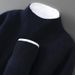 Pure 100% Pure Wool Solid Color Men's Half Turtleneck Pullover Casual Cashmere Sweater Loose Knitted Base Shirt_viptrois.com