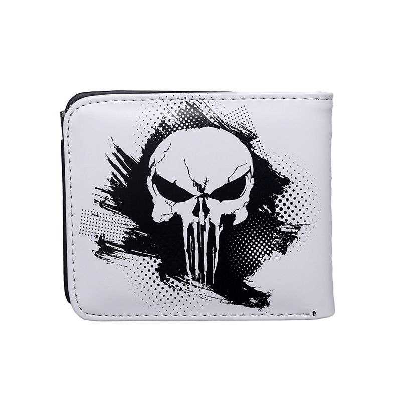 Men's Wallet Wallet Bat Skull Short Wallet Retro Skull Printed Men's And Women's Zipper Coin Purse_viptrois.com