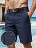 Men's Quick Drying Solid Color Summer Business Casual Shorts Five Point Loose Fit Beach Outdoor Sports Pants_viptrois.com