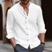 Men's Shirt New Cotton Linen Casual Loose Long Sleeved Shirt For Autumn And Winter_viptrois.com