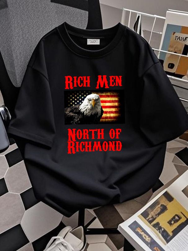 Rich Men North Of Richmond Eagle Flag Country Trending T Shirt Summer Comfortable Top For Everyday Wear Fashion Unisex Homme Slightly Streetwear_viptrois.com