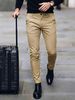 Men's Slim Fit Casual Trousers Versatile Trendy Slimming Straight Leg New Style Light Luxury Solid Color_viptrois.com