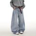 Men's Versatile Whiskered Casual Drape Zippered Straight Leg Jeans Turquoise Stone Wash Spring Autumn_viptrois.com