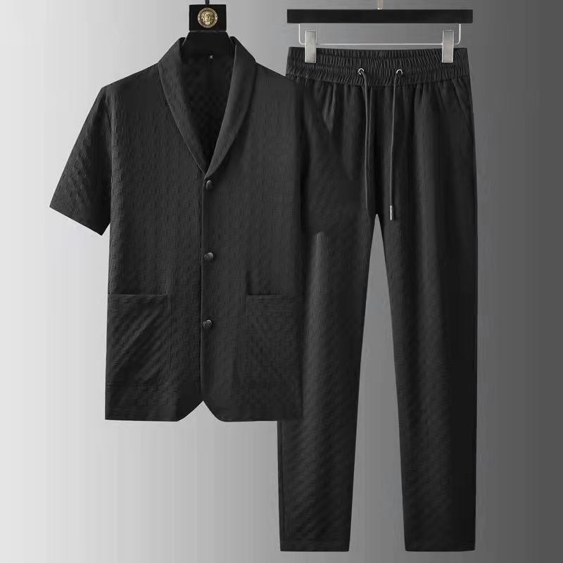 Men's Clothing Spring And Summer New Fashion Suits Men's Short Sleeved Casual Suits Trendy Slim And Handsome Two Generations_viptrois.com