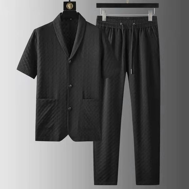 Men's Clothing Spring And Summer New Fashion Suits Men's Short Sleeved Casual Suits Trendy Slim And Handsome Two Generations_viptrois.com