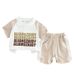 2025 New Summer Children's Short Sleeve Set, Boys' Four Rows Ah Liangzai English Letter Top And Shorts Two Piece Set_viptrois.com