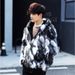 Men's Clothing Men's winter warm coat with hood, fur and velvet cotton coat, trendy men's floral windbreaker, fur cotton coat_viptrois.com