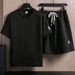 Men's Clothing Heavy Jacquard Short Sleeved Suit Men's Casual Loose Large Size Trendy Brand Ins All Match Shorts Two Piece Suit For Students_viptrois.com