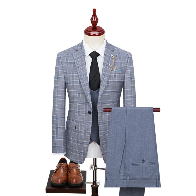 Men's Clothing Plaid Suits For Men Business Slim Fit Formal Suits Best Man Groom Wedding Dress Suits For Men_viptrois.com