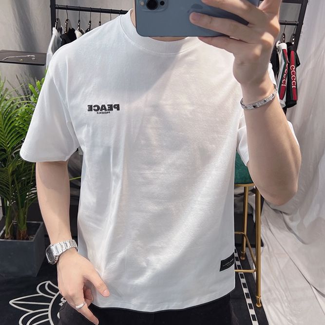 New Summer Men's Short Sleeved T-shirt Fashion Trend Personalized Round Neck Half Sleeve_viptrois.com