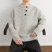 Monochrome Man- Autumn Winter New Knitted Sweater Men's Henley Collar High-End Coat British Business Warm Foreign Trade Wholesale_viptrois.com