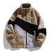Men's Clothing Fashionable Stand Up Collar Long Sleeved Trendy Stand Collar Long Sleeve Zip-Up Color Block Lambswool Jacket Cozy Winter Outerwear_viptrois.com