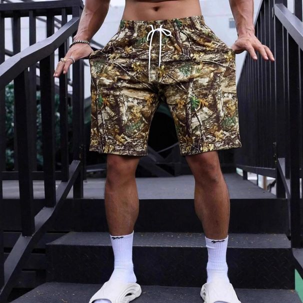 Men's Clothing Camouflage Corduroy Shorts High Quality Outdoor Leisure Sports High Street Shorts_viptrois.com